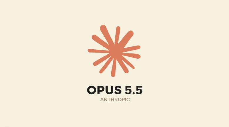 The Claude sunburst mark in orange, centred on a cream background, with the words Opus 5.5 and Anthropic beneath it